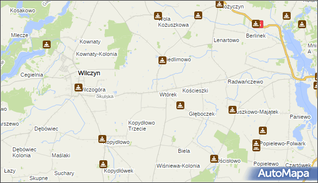 mapa Wtórek gmina Wilczyn, Wtórek gmina Wilczyn na mapie Targeo