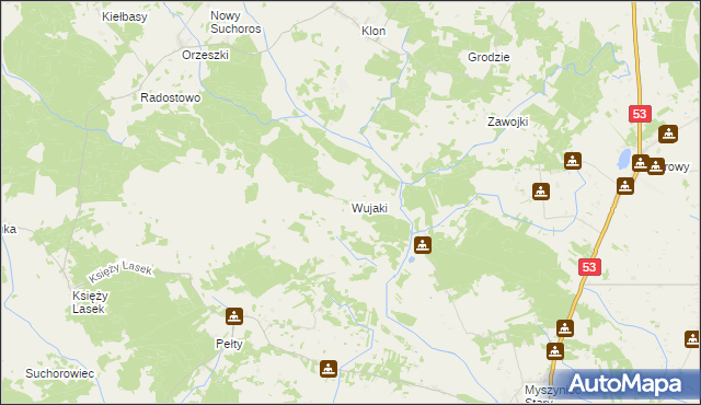 mapa Wujaki, Wujaki na mapie Targeo