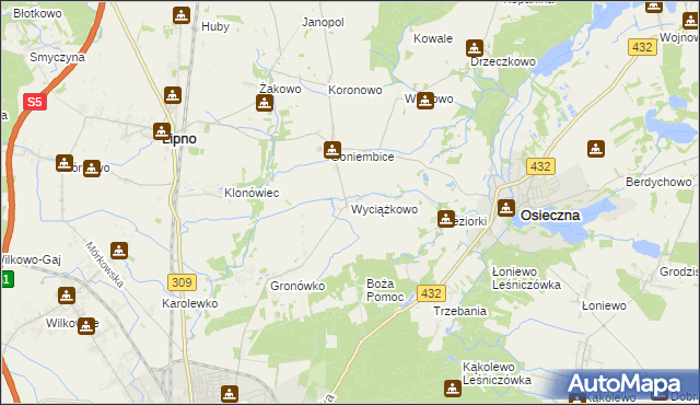 mapa Wyciążkowo, Wyciążkowo na mapie Targeo