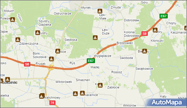 mapa Wyglądacze, Wyglądacze na mapie Targeo