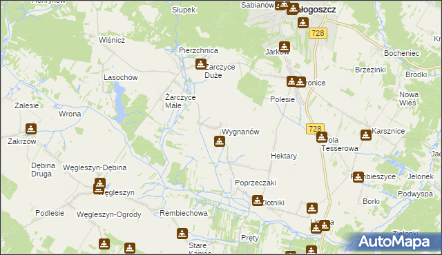 mapa Wygnanów gmina Małogoszcz, Wygnanów gmina Małogoszcz na mapie Targeo