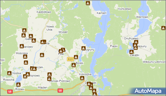 mapa Wygryny, Wygryny na mapie Targeo