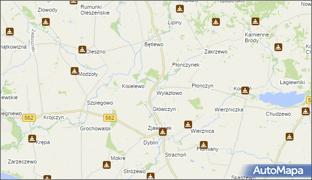 mapa Wylazłowo gmina Wielgie, Wylazłowo gmina Wielgie na mapie Targeo