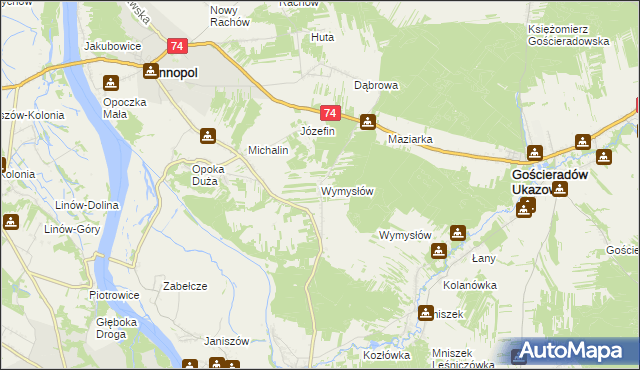 mapa Wymysłów gmina Annopol, Wymysłów gmina Annopol na mapie Targeo