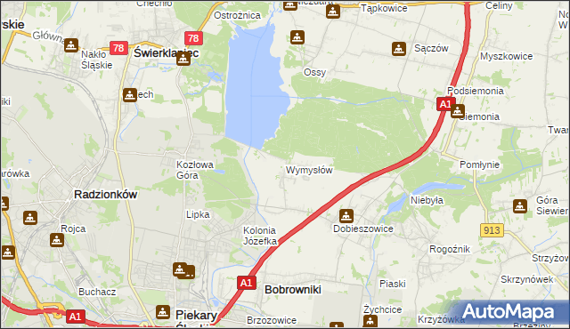 mapa Wymysłów gmina Bobrowniki, Wymysłów gmina Bobrowniki na mapie Targeo