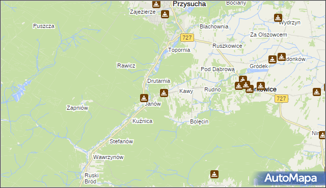 mapa Wymysłów gmina Borkowice, Wymysłów gmina Borkowice na mapie Targeo