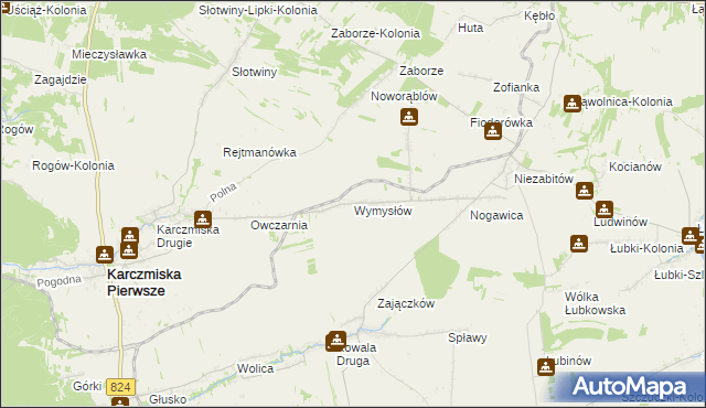 mapa Wymysłów gmina Karczmiska, Wymysłów gmina Karczmiska na mapie Targeo