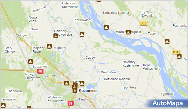 mapa Wymysłów gmina Kozienice, Wymysłów gmina Kozienice na mapie Targeo