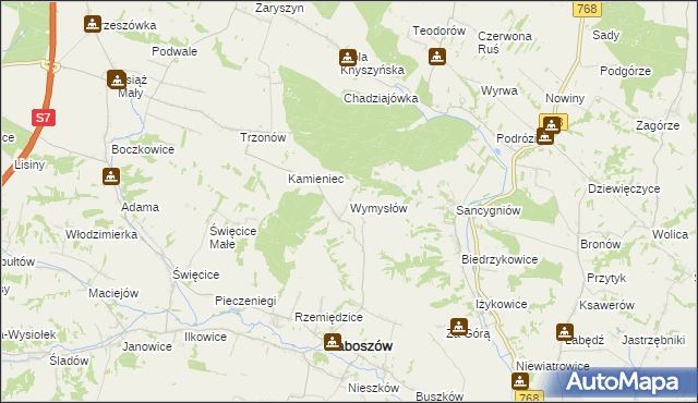 mapa Wymysłów gmina Słaboszów, Wymysłów gmina Słaboszów na mapie Targeo