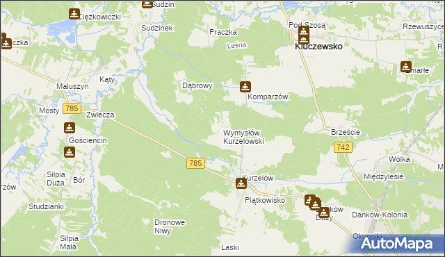 mapa Wymysłów Kurzelowski, Wymysłów Kurzelowski na mapie Targeo