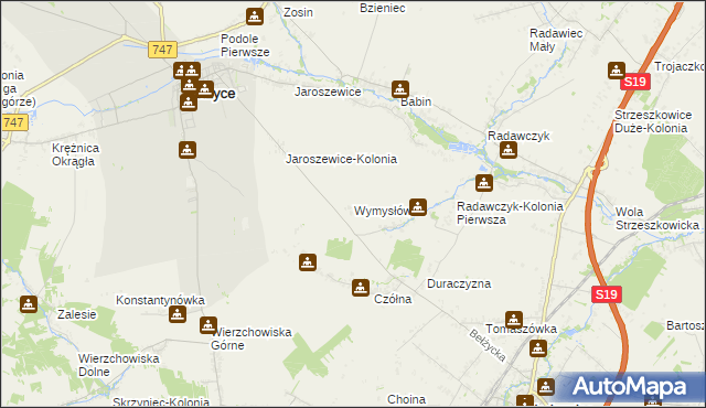 mapa Wymysłówka gmina Bełżyce, Wymysłówka gmina Bełżyce na mapie Targeo