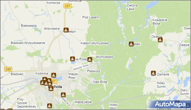 mapa Wymysłowo gmina Tuchola, Wymysłowo gmina Tuchola na mapie Targeo