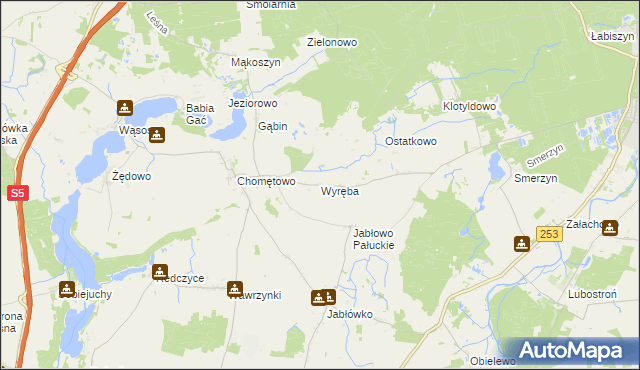 mapa Wyręba gmina Łabiszyn, Wyręba gmina Łabiszyn na mapie Targeo