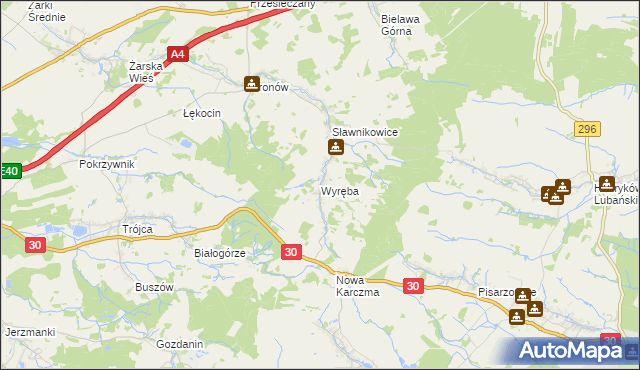 mapa Wyręba gmina Siekierczyn, Wyręba gmina Siekierczyn na mapie Targeo