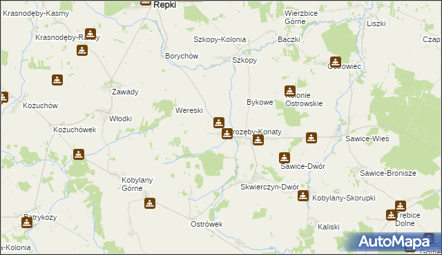 mapa Wyrozęby-Konaty, Wyrozęby-Konaty na mapie Targeo