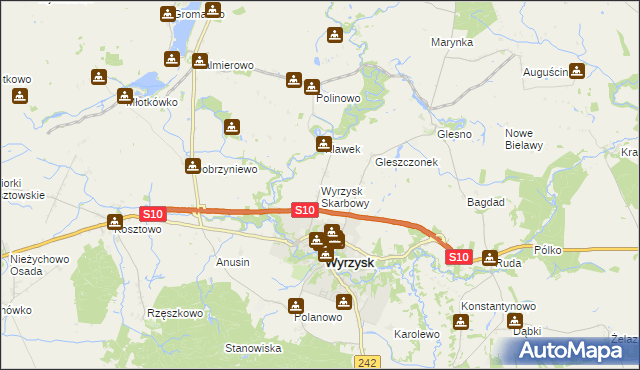mapa Wyrzysk Skarbowy, Wyrzysk Skarbowy na mapie Targeo