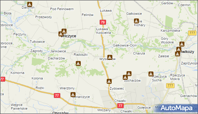 mapa Wysiadłów, Wysiadłów na mapie Targeo