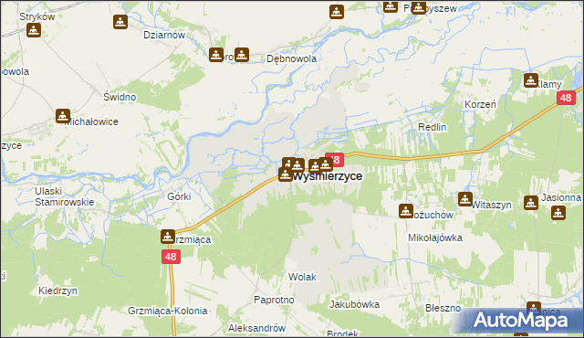 mapa Wyśmierzyce, Wyśmierzyce na mapie Targeo