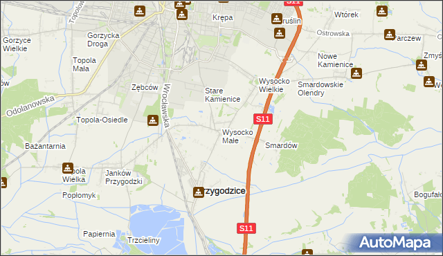 mapa Wysocko Małe, Wysocko Małe na mapie Targeo