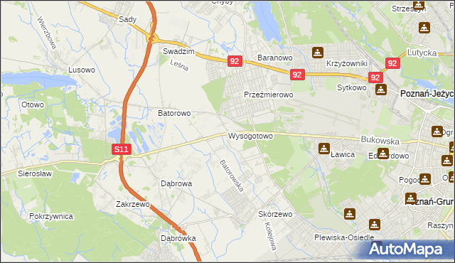 mapa Wysogotowo, Wysogotowo na mapie Targeo