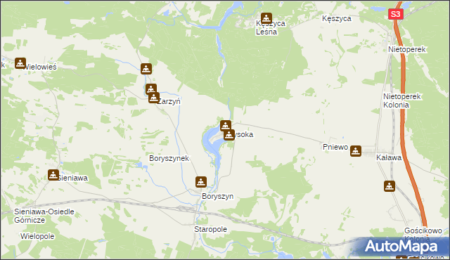 mapa Wysoka gmina Międzyrzecz, Wysoka gmina Międzyrzecz na mapie Targeo