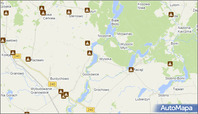 mapa Wysoka gmina Tuchola, Wysoka gmina Tuchola na mapie Targeo