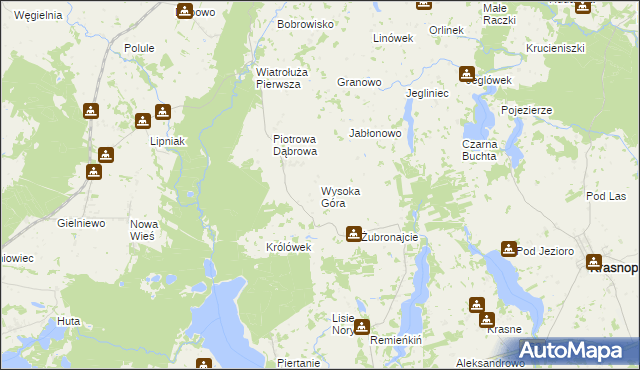 mapa Wysoka Góra gmina Krasnopol, Wysoka Góra gmina Krasnopol na mapie Targeo