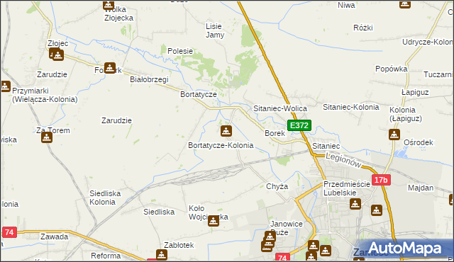 mapa Wysokie gmina Zamość, Wysokie gmina Zamość na mapie Targeo