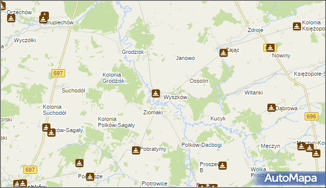 mapa Wyszków gmina Liw, Wyszków gmina Liw na mapie Targeo