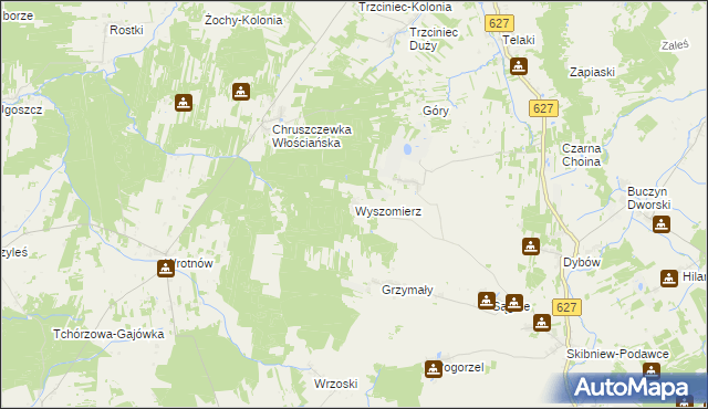 mapa Wyszomierz gmina Kosów Lacki, Wyszomierz gmina Kosów Lacki na mapie Targeo