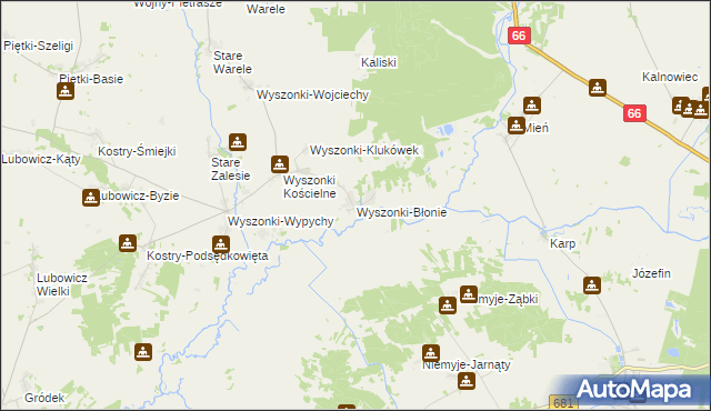 mapa Wyszonki-Błonie, Wyszonki-Błonie na mapie Targeo