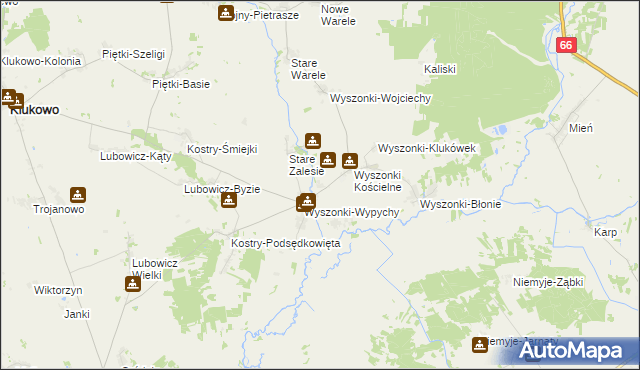 mapa Wyszonki-Włosty, Wyszonki-Włosty na mapie Targeo