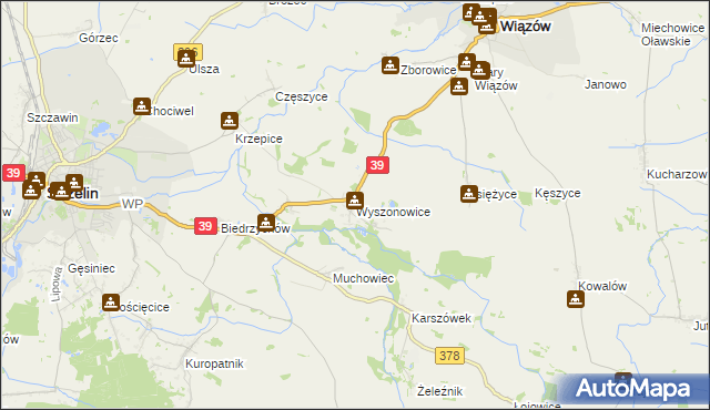mapa Wyszonowice, Wyszonowice na mapie Targeo