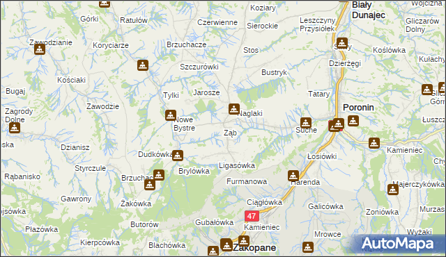 mapa Ząb, Ząb na mapie Targeo