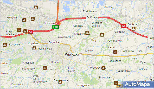 mapa Zabawa gmina Wieliczka, Zabawa gmina Wieliczka na mapie Targeo