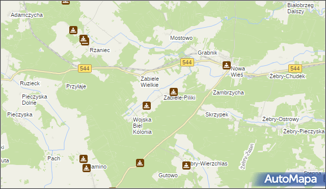 mapa Zabiele-Piliki, Zabiele-Piliki na mapie Targeo