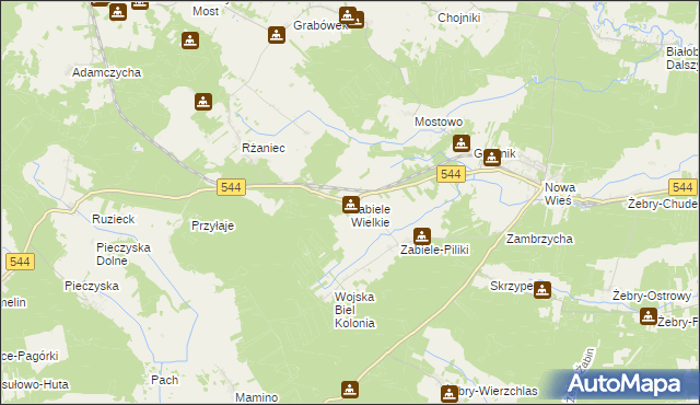 mapa Zabiele Wielkie, Zabiele Wielkie na mapie Targeo