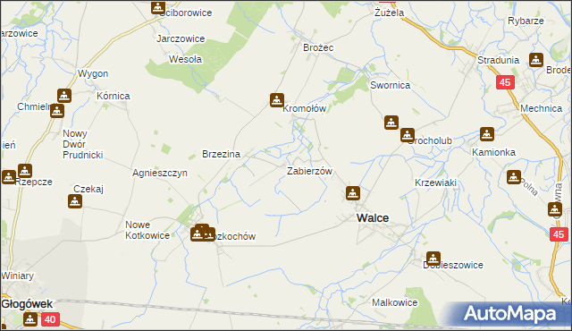 mapa Zabierzów gmina Walce, Zabierzów gmina Walce na mapie Targeo