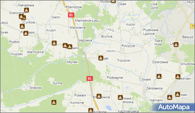 mapa Zabijak gmina Koziegłowy, Zabijak gmina Koziegłowy na mapie Targeo