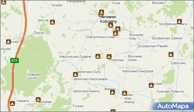 mapa Żabino-Arguły, Żabino-Arguły na mapie Targeo