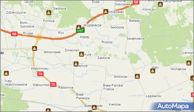 mapa Zabłocie gmina Biała, Zabłocie gmina Biała na mapie Targeo