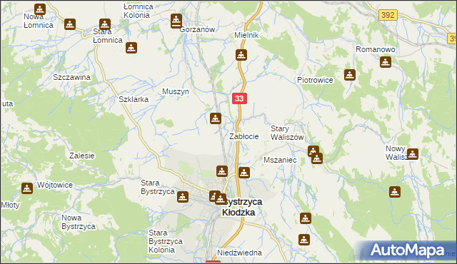 mapa Zabłocie gmina Bystrzyca Kłodzka, Zabłocie gmina Bystrzyca Kłodzka na mapie Targeo