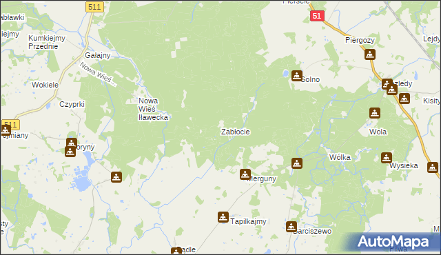 mapa Zabłocie gmina Górowo Iławeckie, Zabłocie gmina Górowo Iławeckie na mapie Targeo