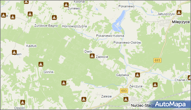 mapa Zabłocie gmina Nurzec-Stacja, Zabłocie gmina Nurzec-Stacja na mapie Targeo