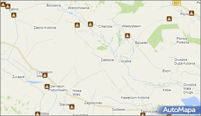 mapa Zabłocie gmina Turobin, Zabłocie gmina Turobin na mapie Targeo