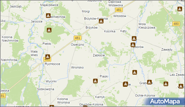 mapa Zabłocie gmina Widawa, Zabłocie gmina Widawa na mapie Targeo