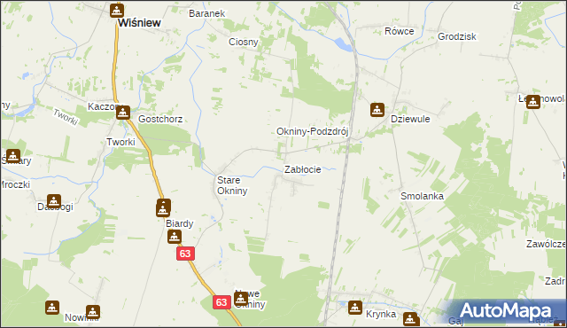 mapa Zabłocie gmina Wiśniew, Zabłocie gmina Wiśniew na mapie Targeo