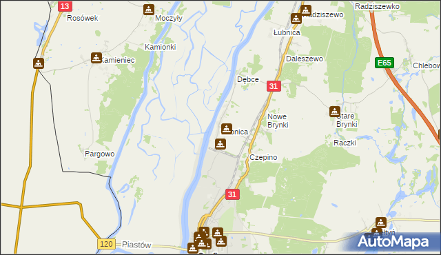 mapa Żabnica gmina Gryfino, Żabnica gmina Gryfino na mapie Targeo