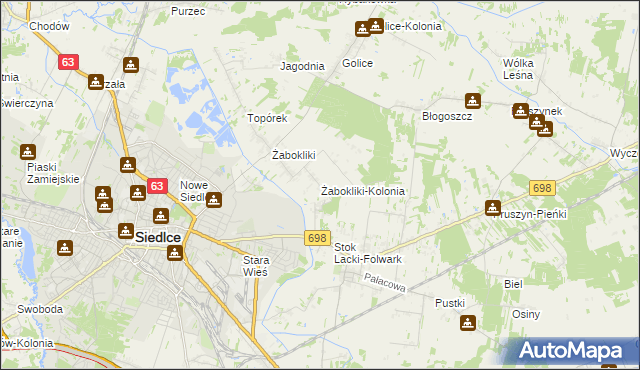 mapa Żabokliki-Kolonia, Żabokliki-Kolonia na mapie Targeo