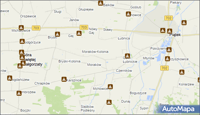 mapa Żabokrzeki gmina Piątek, Żabokrzeki gmina Piątek na mapie Targeo